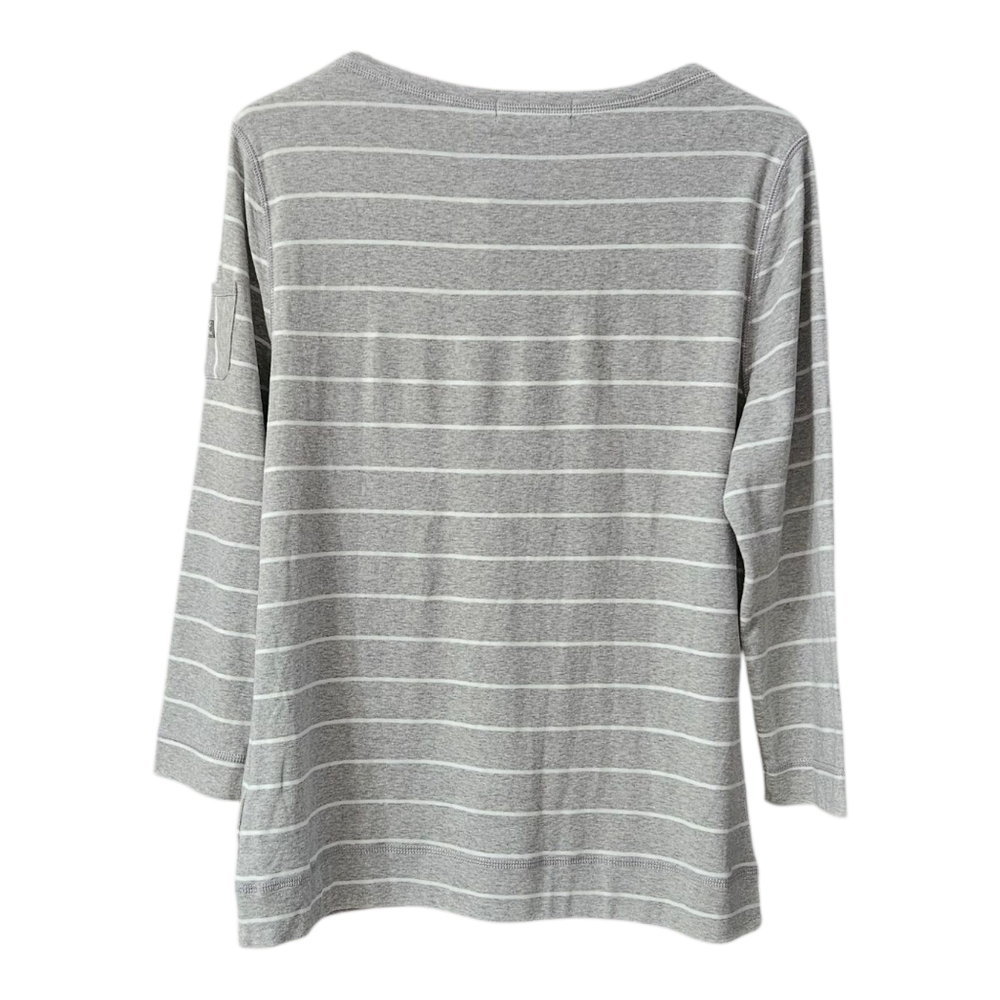 Lauren Ralph Lauren Women's Top NEW Size XL Gray White Stripes 3/4 Sleeve Cotton - Picture 2 of 13